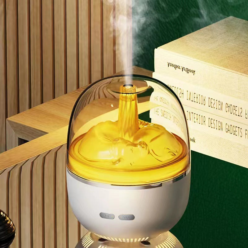 Creative Ultrasonic Aromatherapy Humidifier | Colourful Gradient Light | Nanometre Fog | 8hr Timer | USB | 120×120×151mm | Green & White