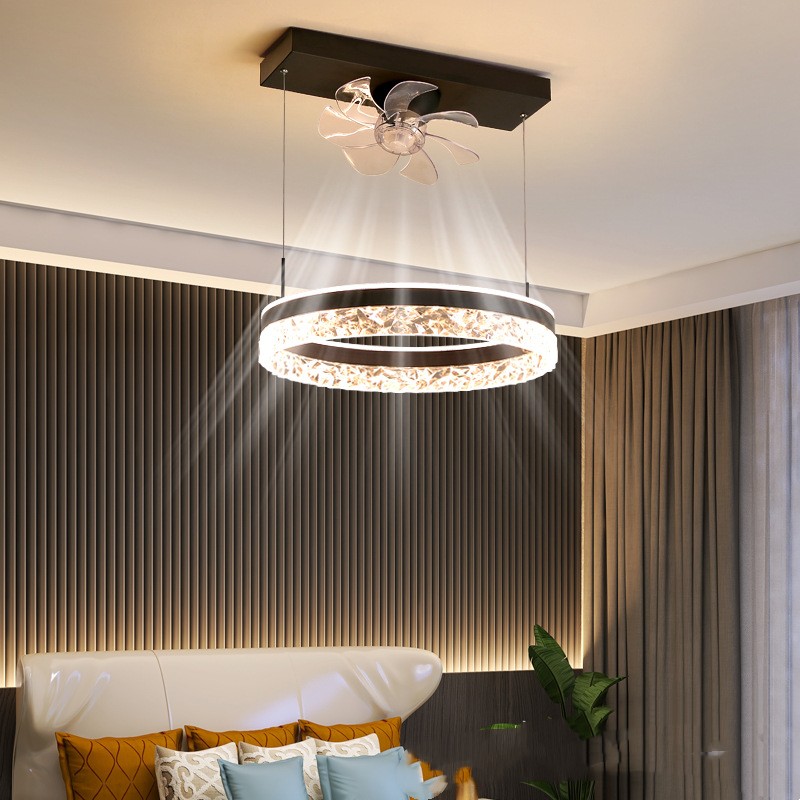 Scandinavian Light Luxury Invisible Blade Ceiling Fan with Light | Ø50cm, ABS & Acrylic, Black, Gold & White, 220V