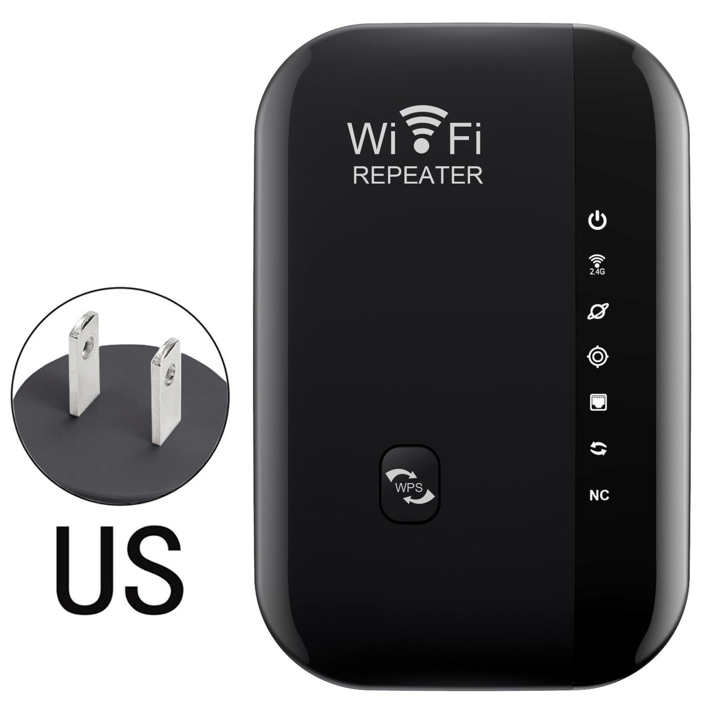 WiFi Network Extender & Range Booster | 2.4GHz, WPS, 802.11b/g/n | AU/EU/UK/US Plug | Black & White