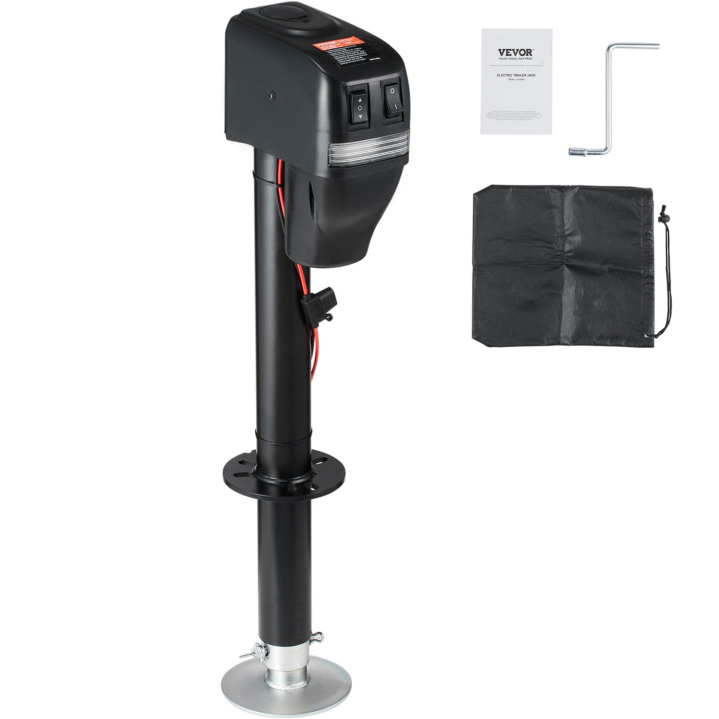 VEVOR 4000 lbs Electric Trailer Tongue Jack | 9.84"-33.85" Travel, Waterproof Cover, RV & Utility Trailer
