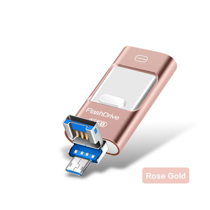 3-in-1 Metal USB Flash Drive | Phone & Computer Compatible | 8GB–256GB | Black, Gold, Rose Gold, Silver