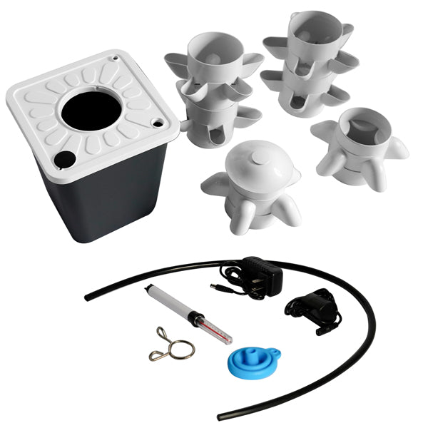30-Plant Vertical Tower Hydroponic Growing System | Auto Watering, Water Pump, Indoor & Outdoor, Black & White