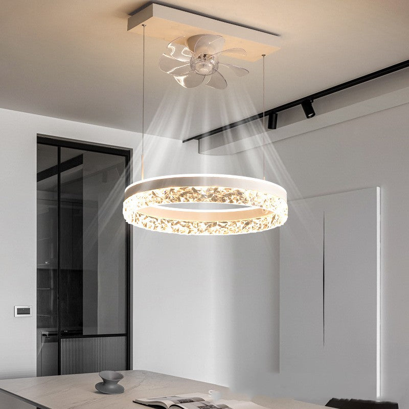 Scandinavian Light Luxury Invisible Blade Ceiling Fan with Light | Ø50cm, ABS & Acrylic, Black, Gold & White, 220V