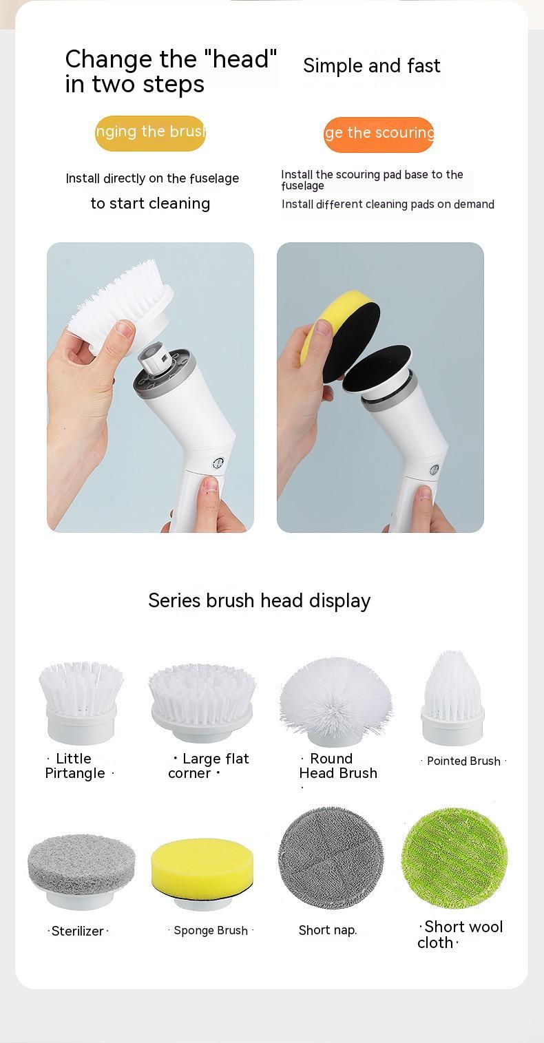 Multifunctional Electric Cleaning Brush | Type-C Rechargeable | Telescopic Long Handle | Elbow Design | Wall, Tile & Bathroom Scrubber | White