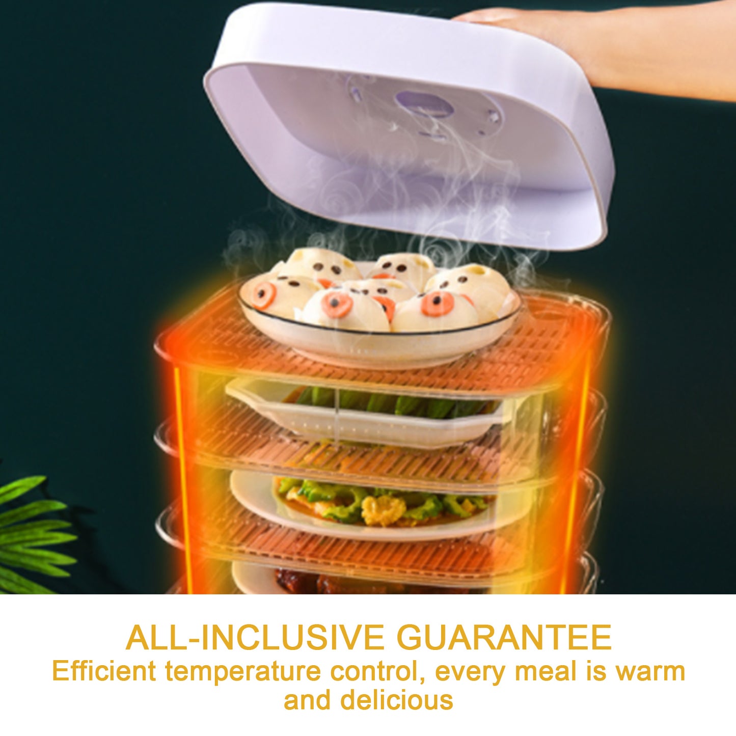 Multi-Layer Stackable Insulated Dish Cover | Temperature Display | Transparent Plastic | 5 Sizes | Green & White | Kitchen Food Cover | Dining Table & Leftover Storage