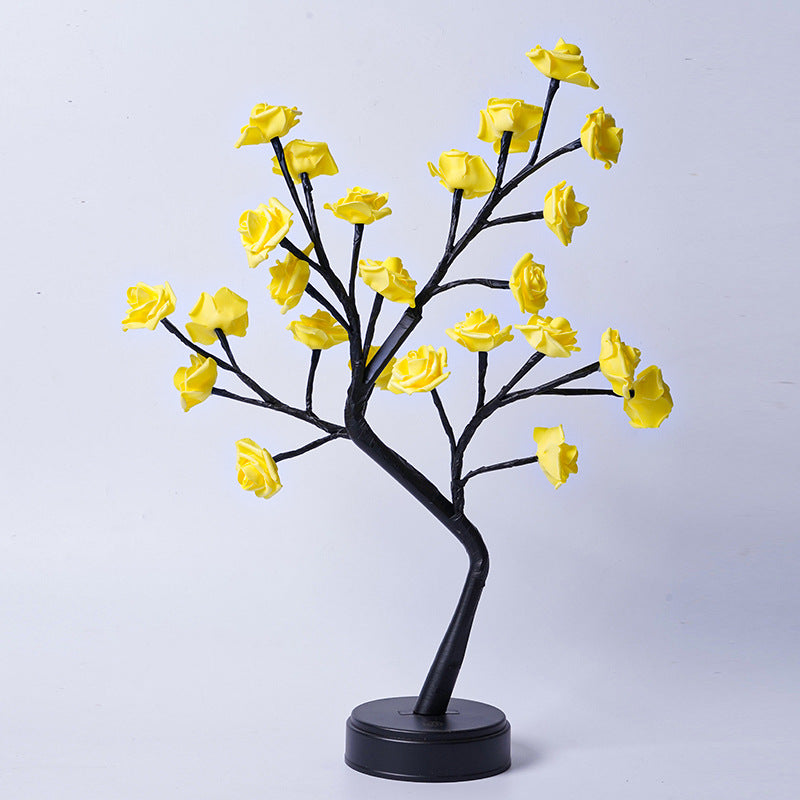 3D LED Rose Flower Tree Table Lamp | USB | 5V | 380×120×450mm | IP42 | 50,000hr | Bendable Branches | 10 Colours | Bedroom, Wedding & Valentine’s Gift