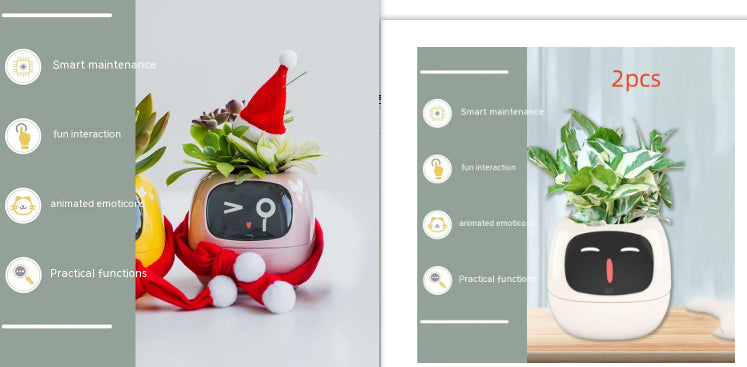 Smart AI Electronic Plant Pot – 7 Sensors, 49+ Expressions & Intelligent Water Monitor