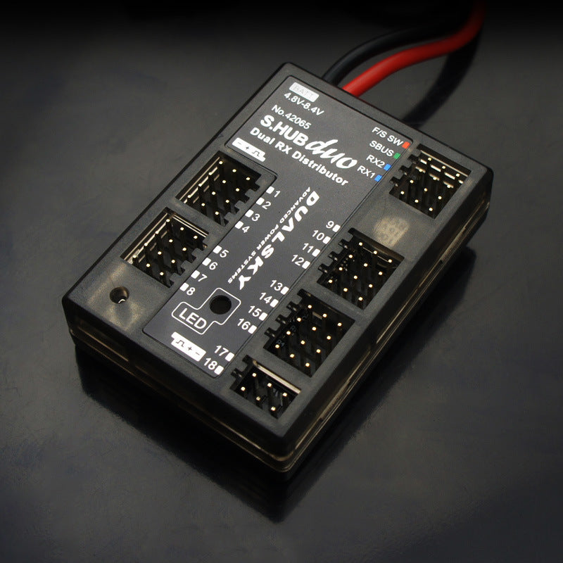 SHUB DUO 18-Channel Power Distribution Unit | RC Aviation Model Power Management, Metal, Black