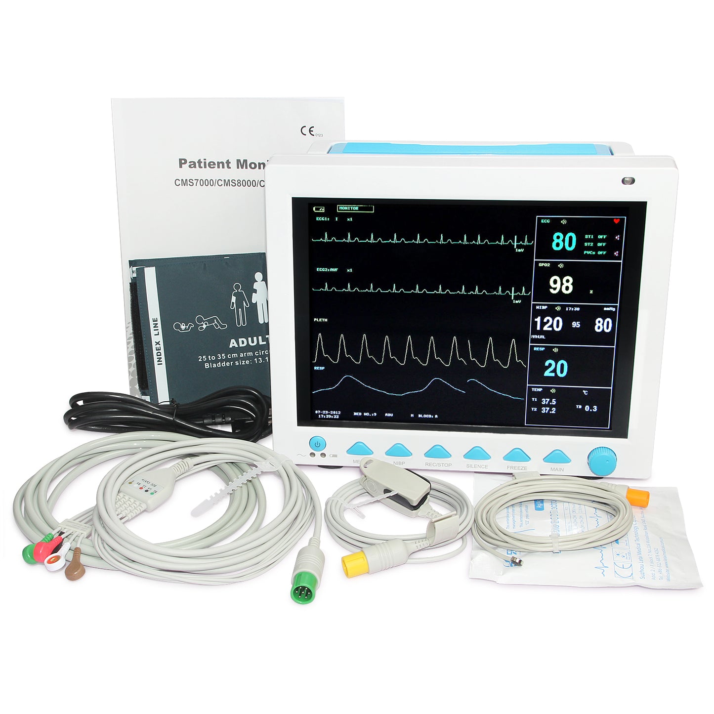 CMS8000 12.1" ICU/CCU Patient Monitor | 6-Parameter ECG, NIBP, SpO2, TEMP & RESP