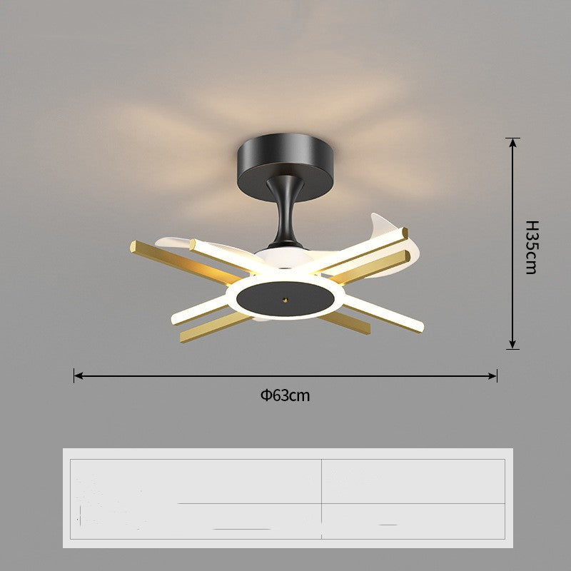 Nordic Light Luxury Iron LED Ceiling Fan Lamp | 3 Sizes 63-100cm, Black & Black Gold, Living Room & Bedroom