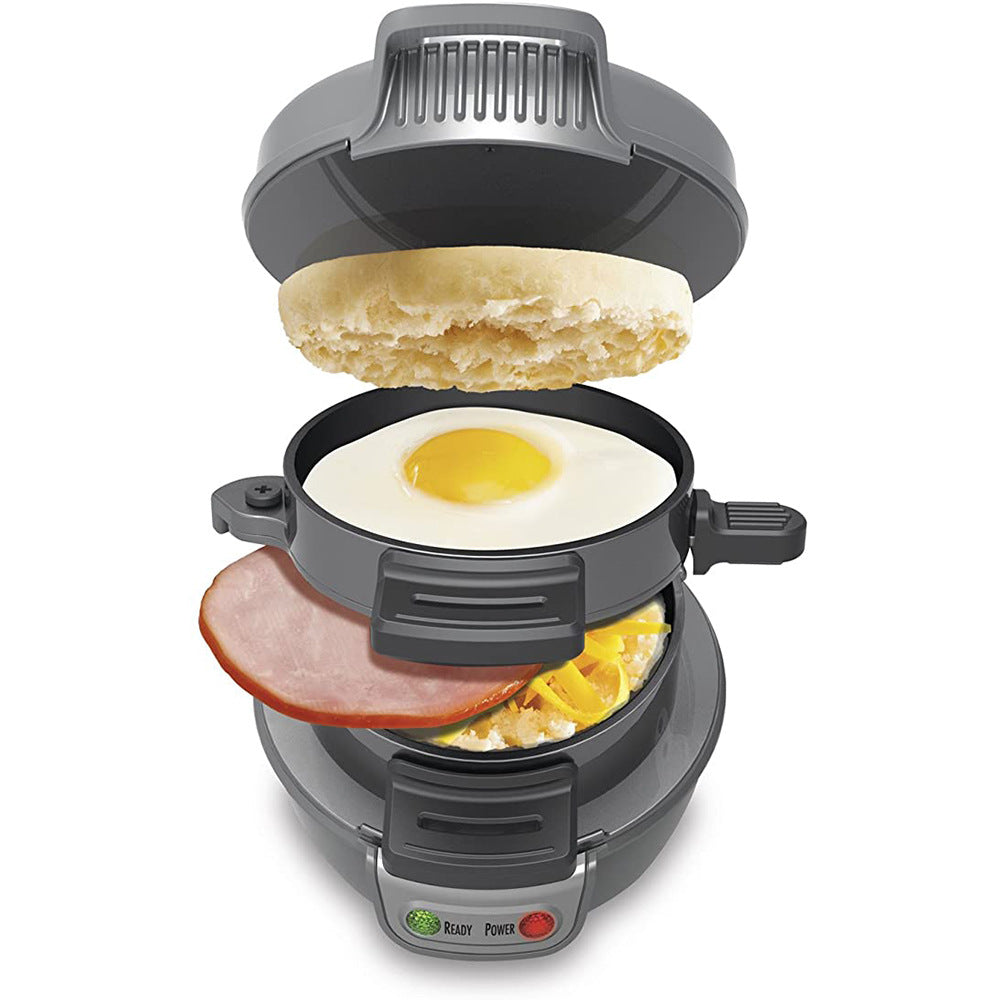 Multifunctional Breakfast Sandwich Maker | 750W | 220V | Toasts, Eggs, Pizza & Waffles | 2 Baking Trays | Mechanical | Bright Red, Orange & Silver | AU, EU, UK & US Plug