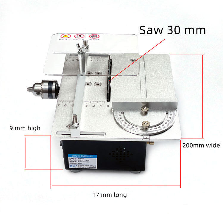 Multifunctional Mini Table Saw | 4500 RPM, 12-24V DC, 4" Blade, 0.8-6mm Collet, Woodworking & DIY
