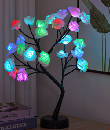 3D LED Rose Flower Tree Table Lamp | USB | 5V | 380×120×450mm | IP42 | 50,000hr | Bendable Branches | 10 Colours | Bedroom, Wedding & Valentine’s Gift