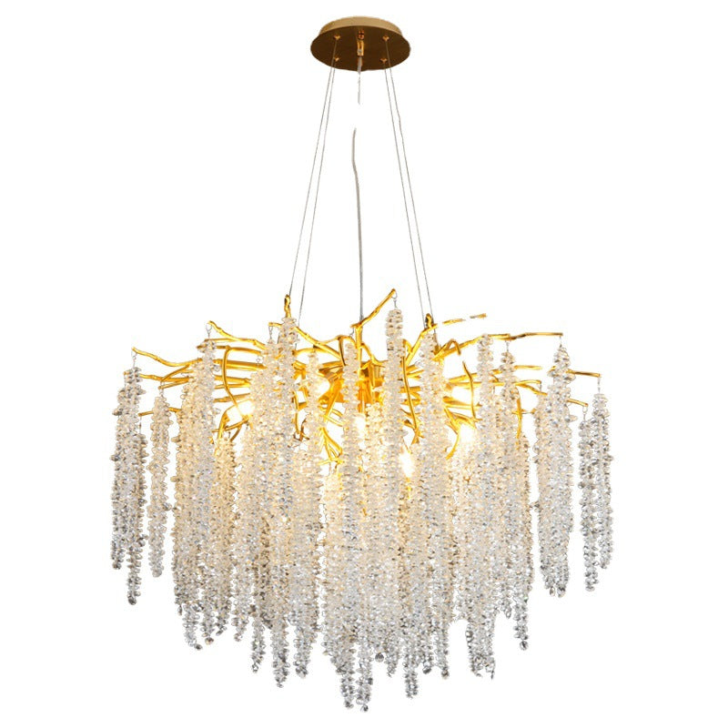 Light Luxury Aluminium Crystal LED Chandelier | Round & Long, 6 Sizes 60-150cm, 50cm Adjustable, 111-240V