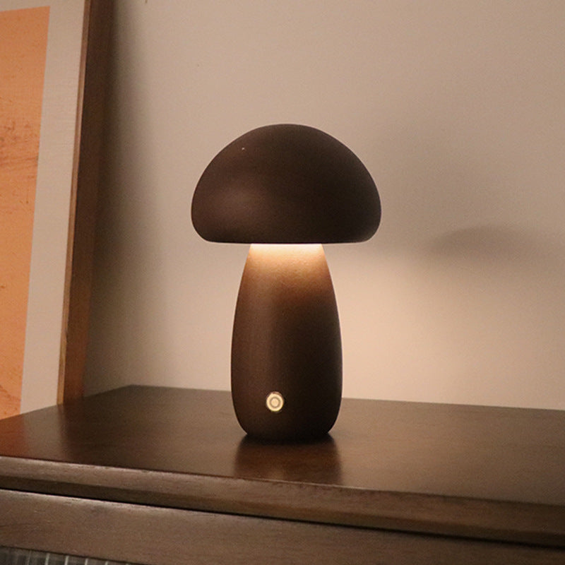 Wooden Mushroom LED Night Light | 2.4W | Touch Switch | 165×100mm | Beech & Walnut | 4 Styles | Bedroom, Kids Room & Home Decor