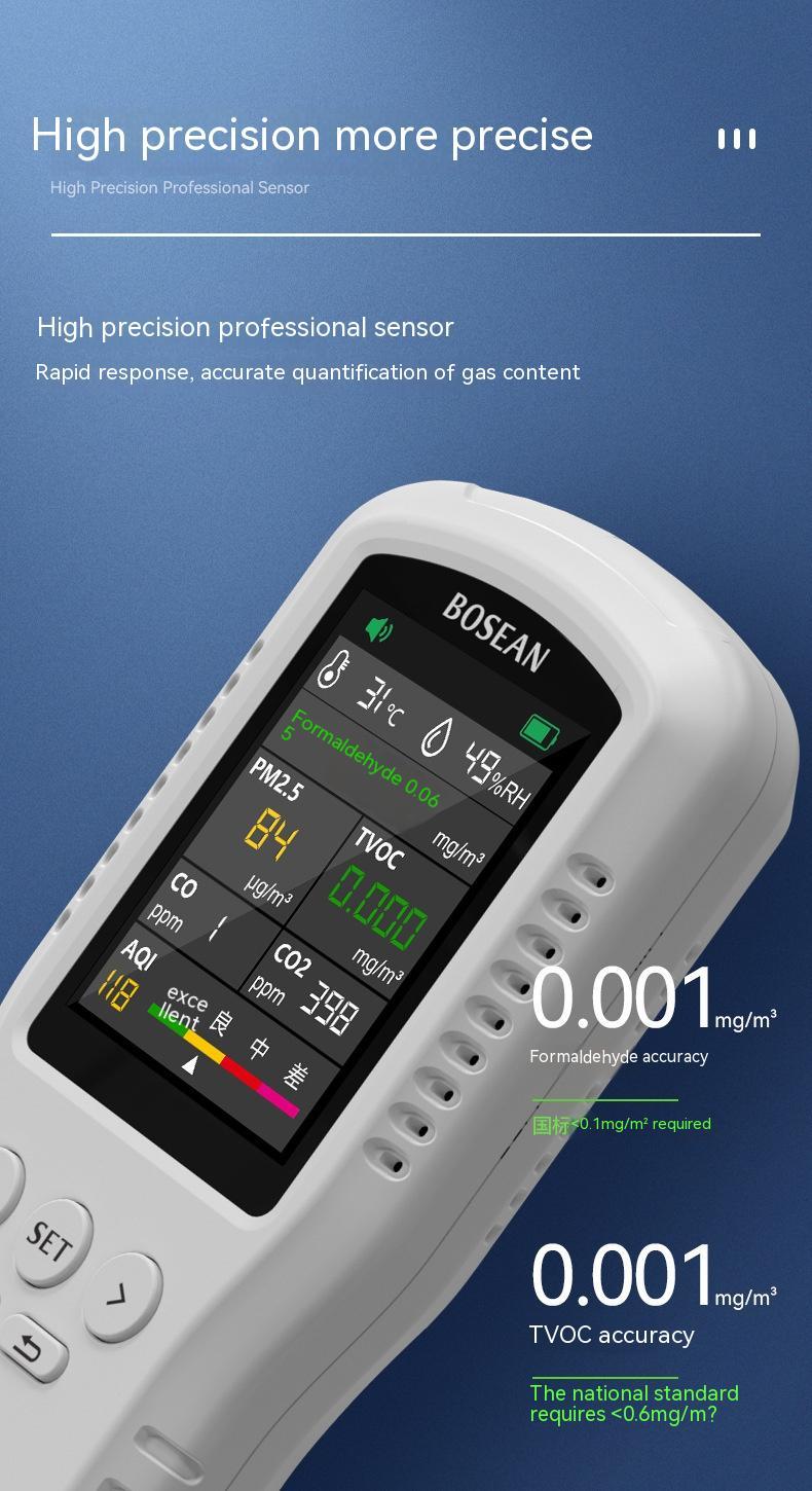 High-Precision Formaldehyde Detector & Indoor Air Quality Tester | 0.001mg/m³ Accuracy, 320×240 Display