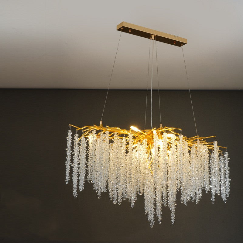 Light Luxury Aluminium Crystal LED Chandelier | Round & Long, 6 Sizes 60-150cm, 50cm Adjustable, 111-240V