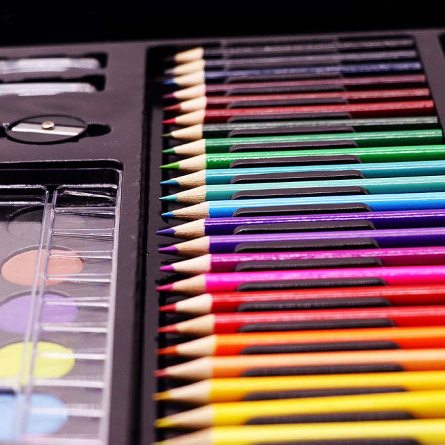 168-Piece Watercolour & Colour Pen Art Set | Complete Painting Kit | School & Art Supplies | Black & Pink Case
