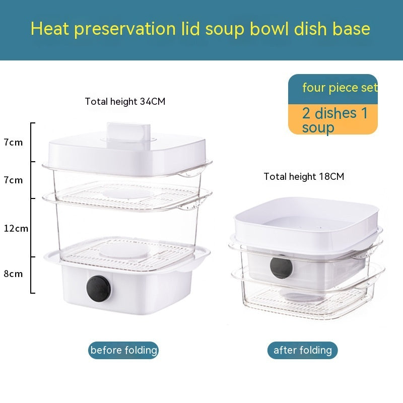 Multi-Layer Stackable Insulated Dish Cover | Temperature Display | Transparent Plastic | 5 Sizes | Green & White | Kitchen Food Cover | Dining Table & Leftover Storage