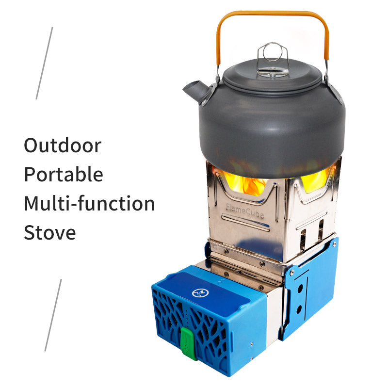 Portable Firewood Camping Stove with USB Power Generator | 4-Min Boil, Serves 3-5, PSE Certified, Blue