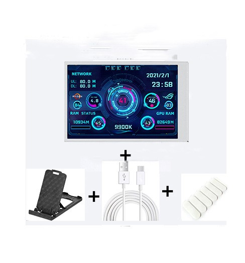 3.5" USB IPS Secondary Monitor | PC Chassis Screen | Date Display | Type-C | IPS Full View