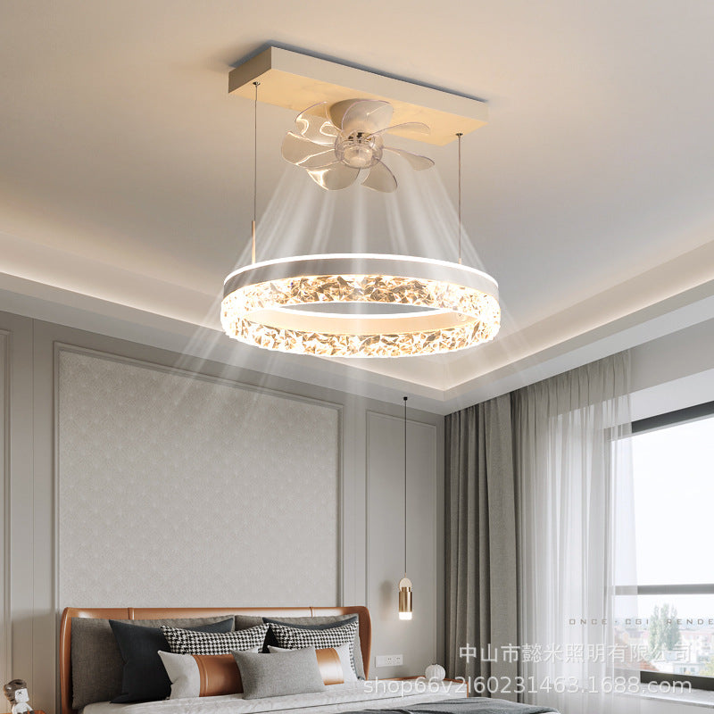 Scandinavian Light Luxury Invisible Blade Ceiling Fan with Light | Ø50cm, ABS & Acrylic, Black, Gold & White, 220V