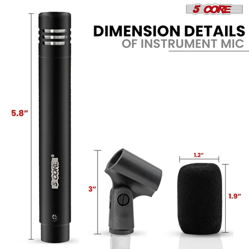 5Core Instrument Microphone Professional XLR Cardioid Pencil Stick - SUNSHINE1504