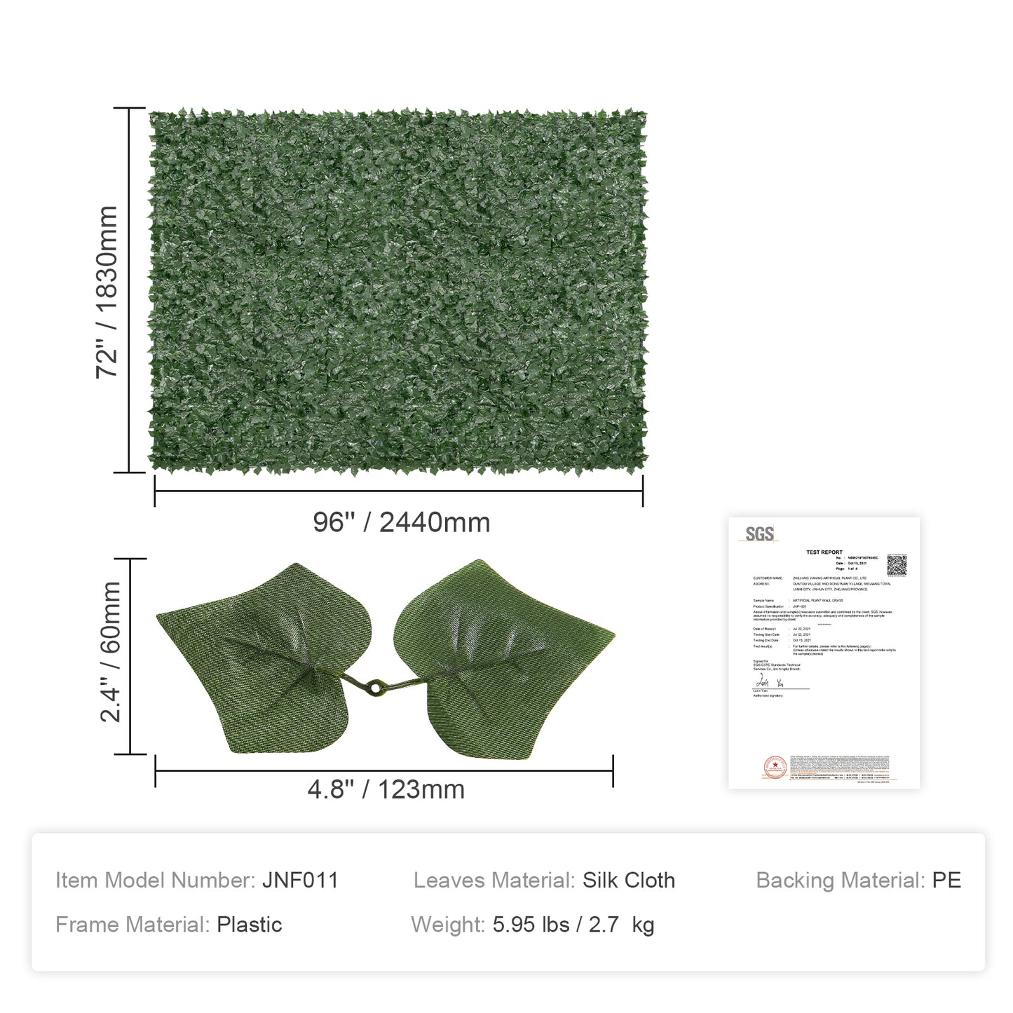 VEVOR 96×72" Artificial Ivy Privacy Fence Screen | Faux Hedge Green Wall, Mesh Backing, Garden & Balcony