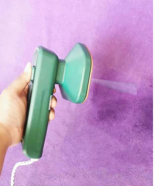 Portable Mini Steam Iron | 33W | 100–240V Universal | Ceramic Panel | Wet & Dry | 2-Stage Temp | Hang & Flat | AU, EU & US Plug | Dark Green