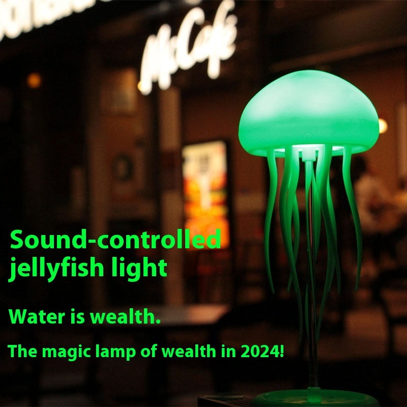 Voice-Control Jellyfish Mood Lamp | 17 RGB | 12 LED | 1000mAh | Type-C | 85×166mm | 9 Tentacles | Touch & Voice | Hanging & Base | Bedroom, Desk & Kids Night Light