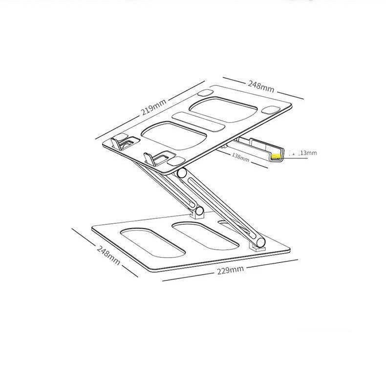 Aluminum Alloy Adjustable Laptop & Tablet Stand | 340mm Elevation | Ergonomic Lazy Bracket | Dark Grey & Silver