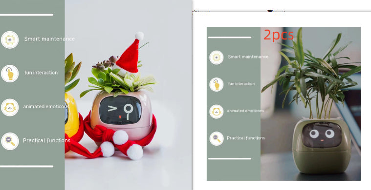 Smart AI Electronic Plant Pot – 7 Sensors, 49+ Expressions & Intelligent Water Monitor