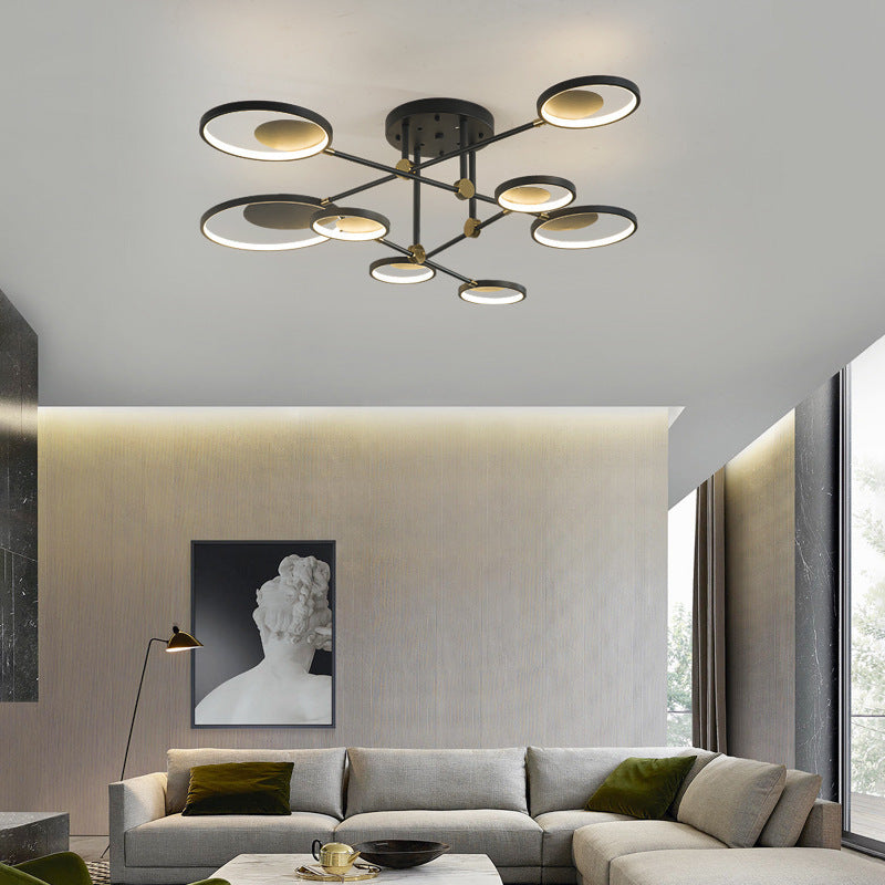 AH-3535 Nordic Glass Molecular LED Ceiling Light | Tricolor Dimming, 4/6/8 Heads, Ø720mm, CE Certified, 220V