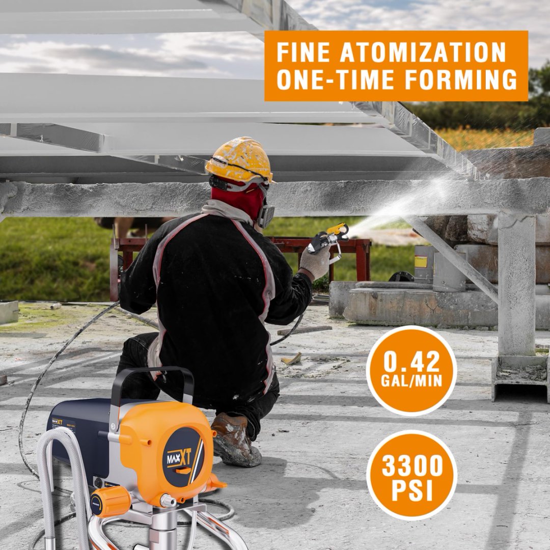 MAXXT 3300 PSI Airless Paint Sprayer | 1300W, 3-Speed, 304 Stainless Steel, Home & Outdoor Use