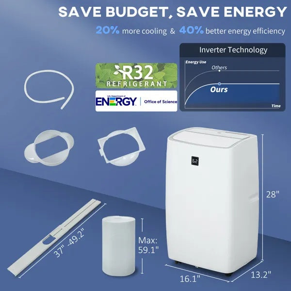 12,000 BTU Portable Air Conditioner – 3-in-1 Cooling, Dehumidifier & Fan