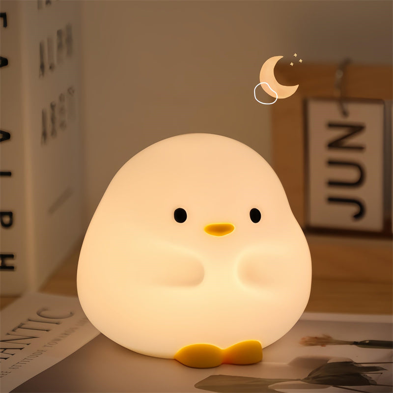 Cute Duck Silicone LED Night Light | 1W | 800mAh USB Rechargeable | 2-Brightness Tap Control | 45hr Battery | Kids Gift