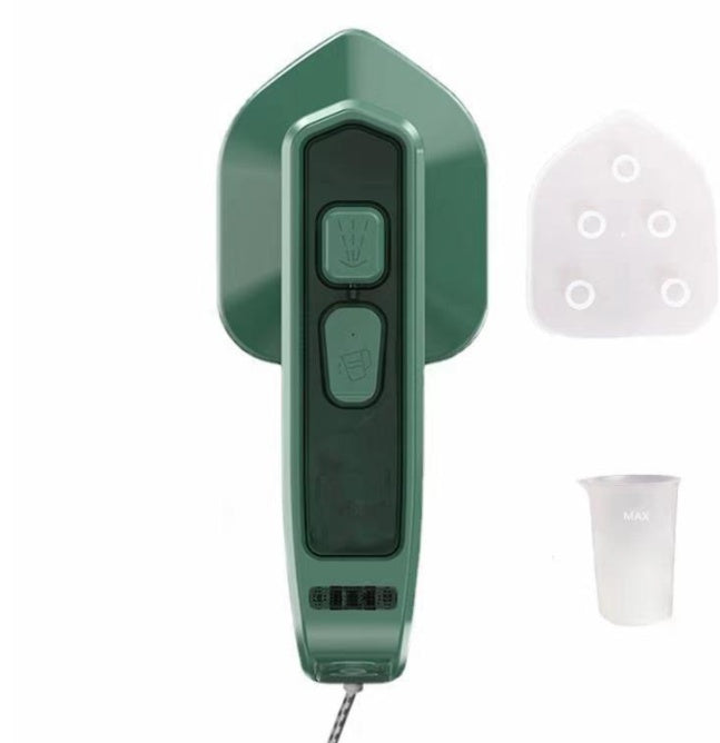 Portable Mini Steam Iron | 33W | 100–240V Universal | Ceramic Panel | Wet & Dry | 2-Stage Temp | Hang & Flat | AU, EU & US Plug | Dark Green