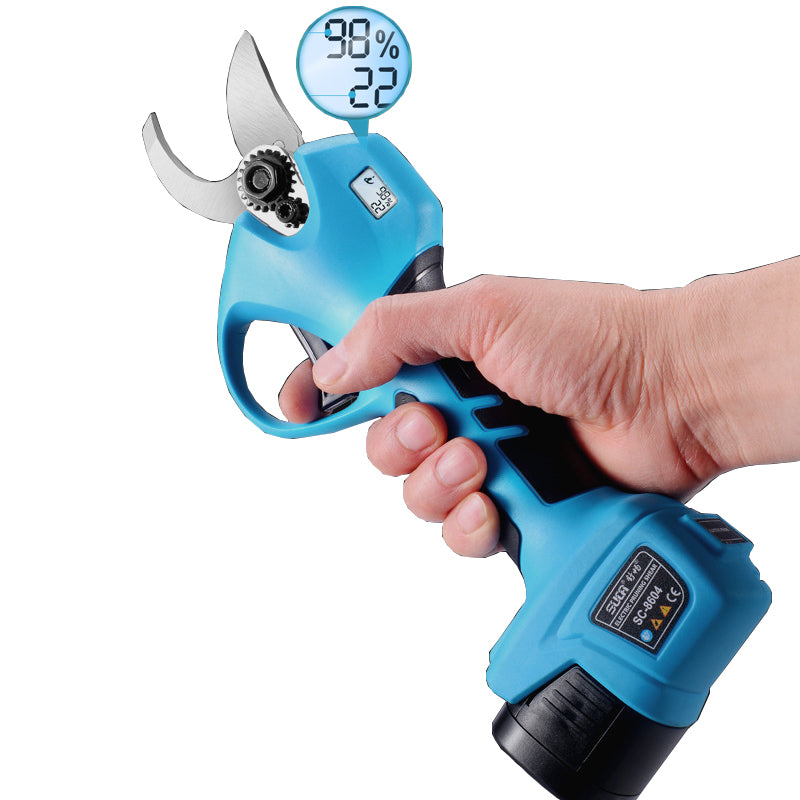 Electric Pruning Shears for Garden & Orchards | 28mm Cut, High Carbon Steel Blade, 200mm, EU Plug