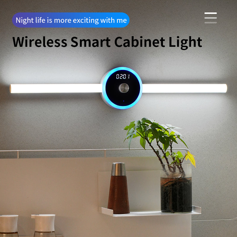 3-in-1 Smart LED Cabinet Light | 4000mAh | USB | 475×88×34mm | PIR Sensor, Clock & Timer | Removable | Stick-On | Wardrobe, Kitchen & Under-Cabinet Lighting