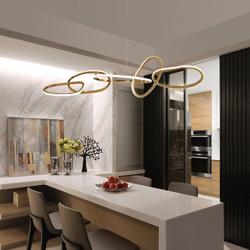 Postmodern Grass Rattan & Glass Ring LED Chandelier | 3-6 Rings, Stepless Dimming, 111-240V, 15-30㎡