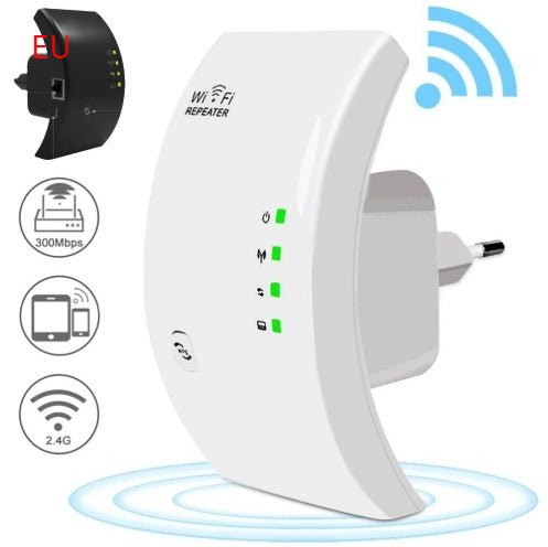 300Mbps WiFi Repeater & Range Extender | 2.4GHz | VPN | WPS | WDS | 802.11b/g/n | EU & US Plug | Black & White | Single, 2-Pack & 3-Pack