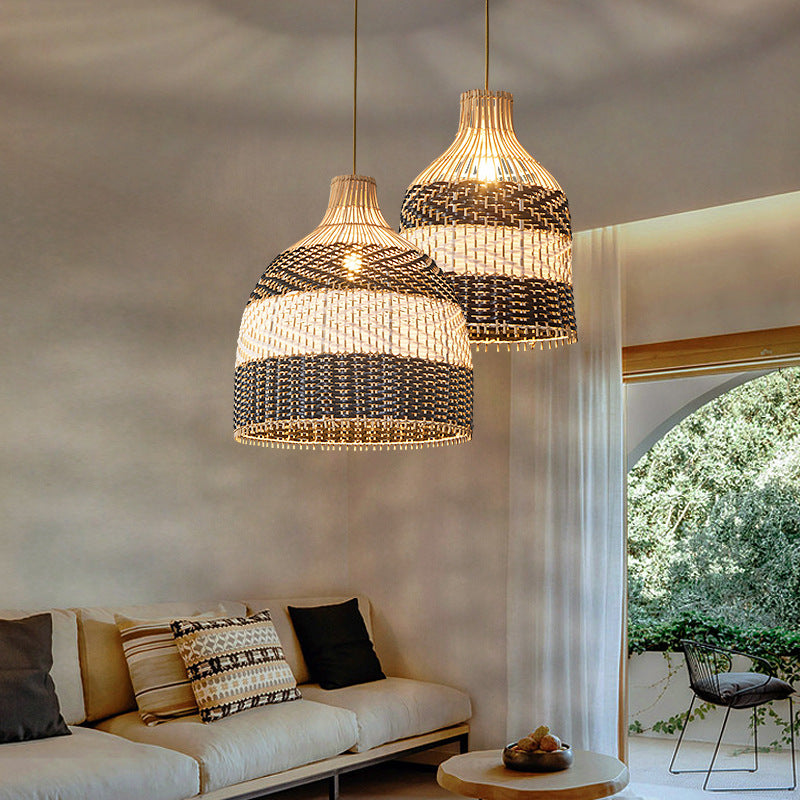 Scandinavian Rattan LED Pendant Chandelier | 4 Styles, 3 Sizes 45-60cm, 220V, 10-15㎡, Cafe & Home