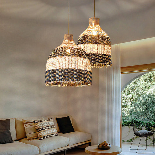Scandinavian Rattan LED Pendant Chandelier | 4 Styles, 3 Sizes 45-60cm, 220V, 10-15㎡, Cafe & Home