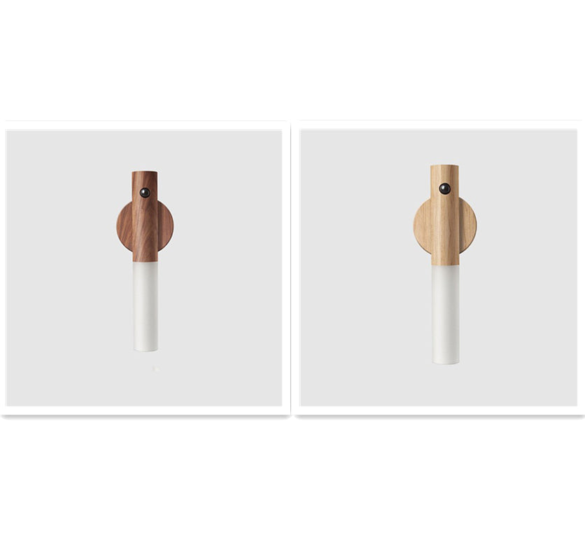 PIR Motion Sensor LED Night Light | Magnetic Wood Base | USB Rechargeable | 4m Detection | Warm White | Ash & Walnut