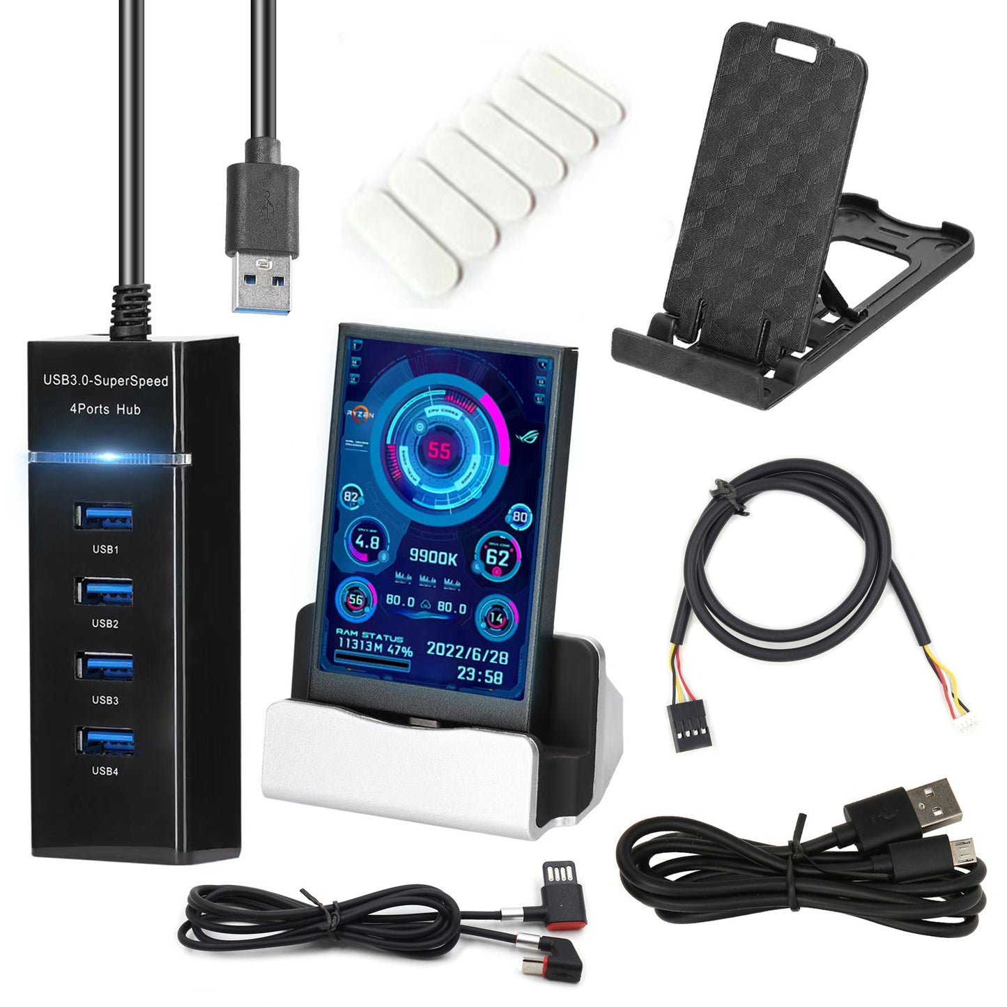 3.5" USB IPS Secondary Monitor | PC Chassis Screen | Date Display | Type-C | IPS Full View