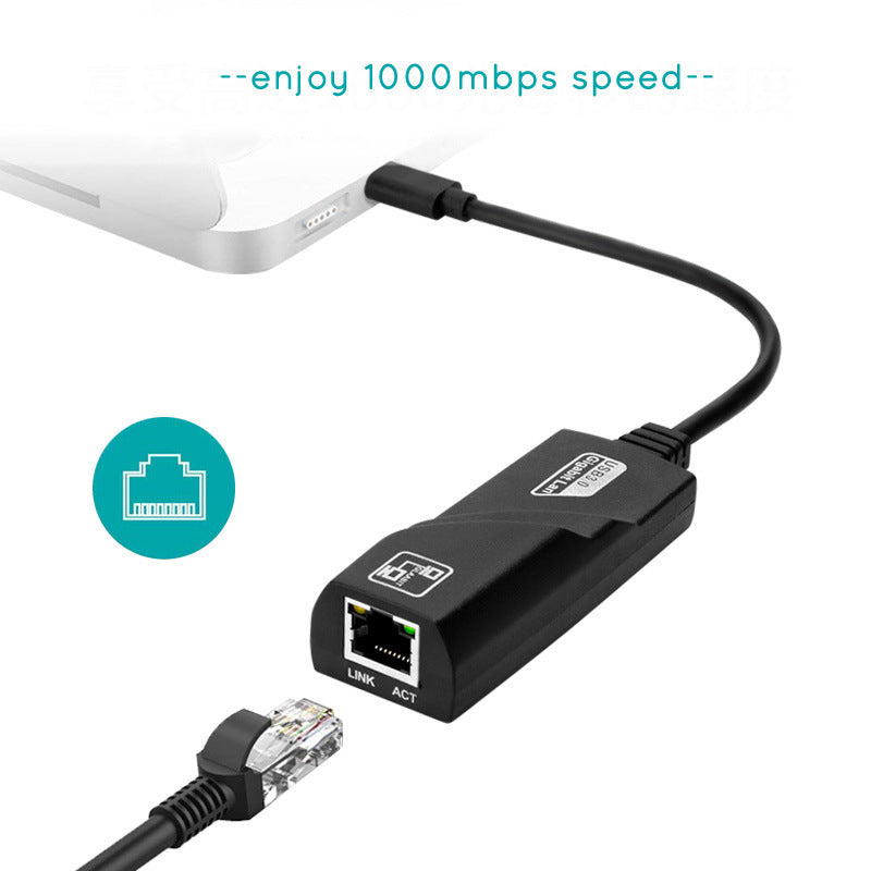 USB-C to RJ45 Ethernet Adapter | USB 3.1 Type-C | 10/100/1000Mbps Gigabit | Plug & Play | 100M & Gigabit