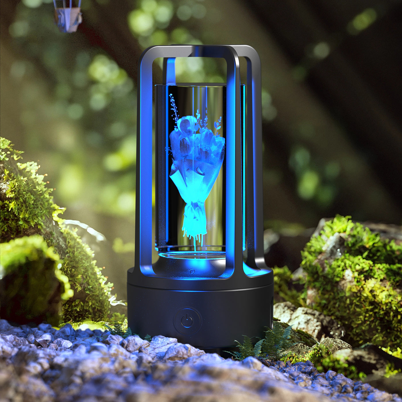 2-in-1 Bluetooth Speaker & LED Night Lamp | Acrylic & Crystal | Touch Sensor | 2,500mAh | 5W | Wireless Charging | 13 Motifs | Black & White | Valentine's Day Gift | Home & Party Decor