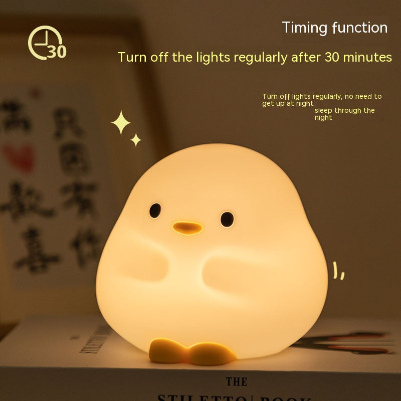 Cute Duck Silicone LED Night Light | 1W | 800mAh USB Rechargeable | 2-Brightness Tap Control | 45hr Battery | Kids Gift
