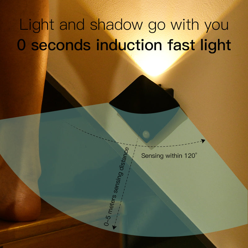 PIR Motion Sensor Wall Night Light | 1200mAh | 3–5m Range | 120° | ON/OFF/AUTO | AAA & USB | White & Yellow Light