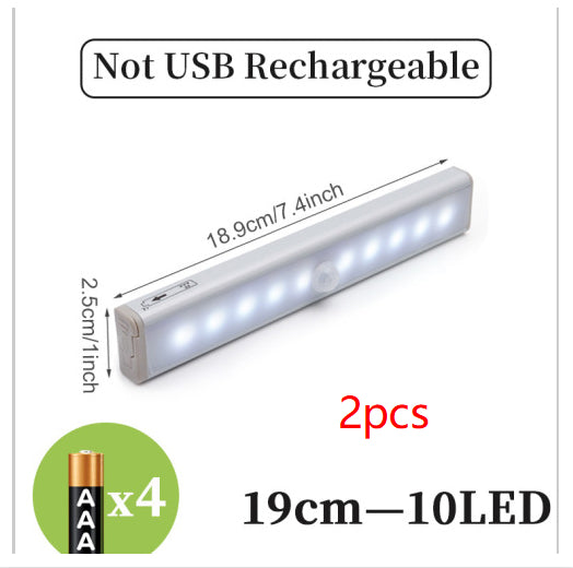 PIR Motion Sensor LED Light Bar | 0.5W | 450mAh | Micro-USB & Battery | 90° PIR | 3–5m | 20s Auto-Off | Cool & Warm White | 9cm–520mm | Cabinet, Wardrobe & Stair Light